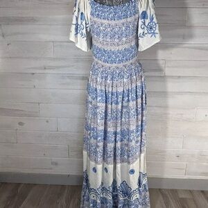 Bohemian Fillyboo Blue and White Maxi Dress XL